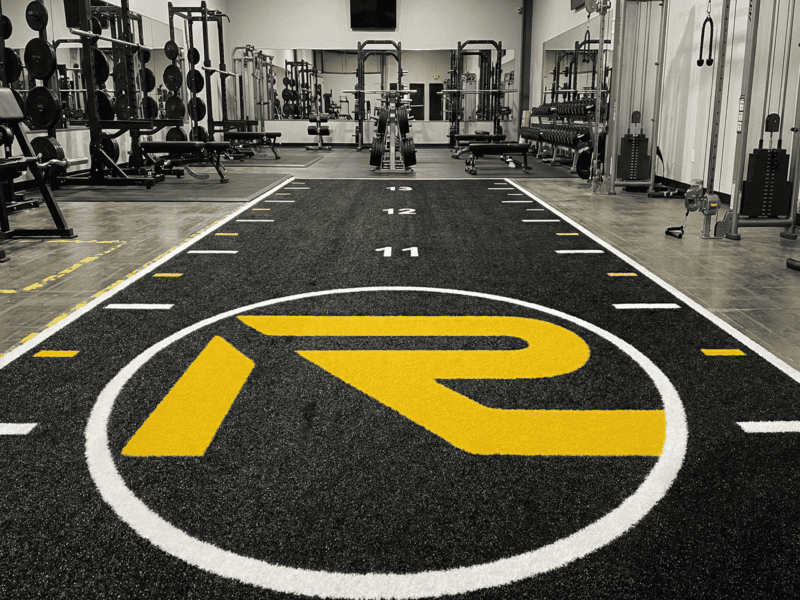 professional gym interior with turf